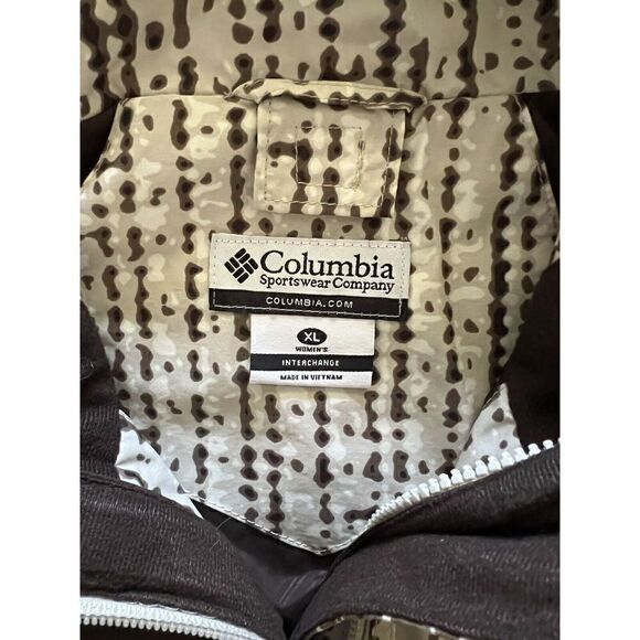 Columbia Womens White Omnitech Full Zip Jacket Womens Brown Striped Size XL - Picture 3 of 3